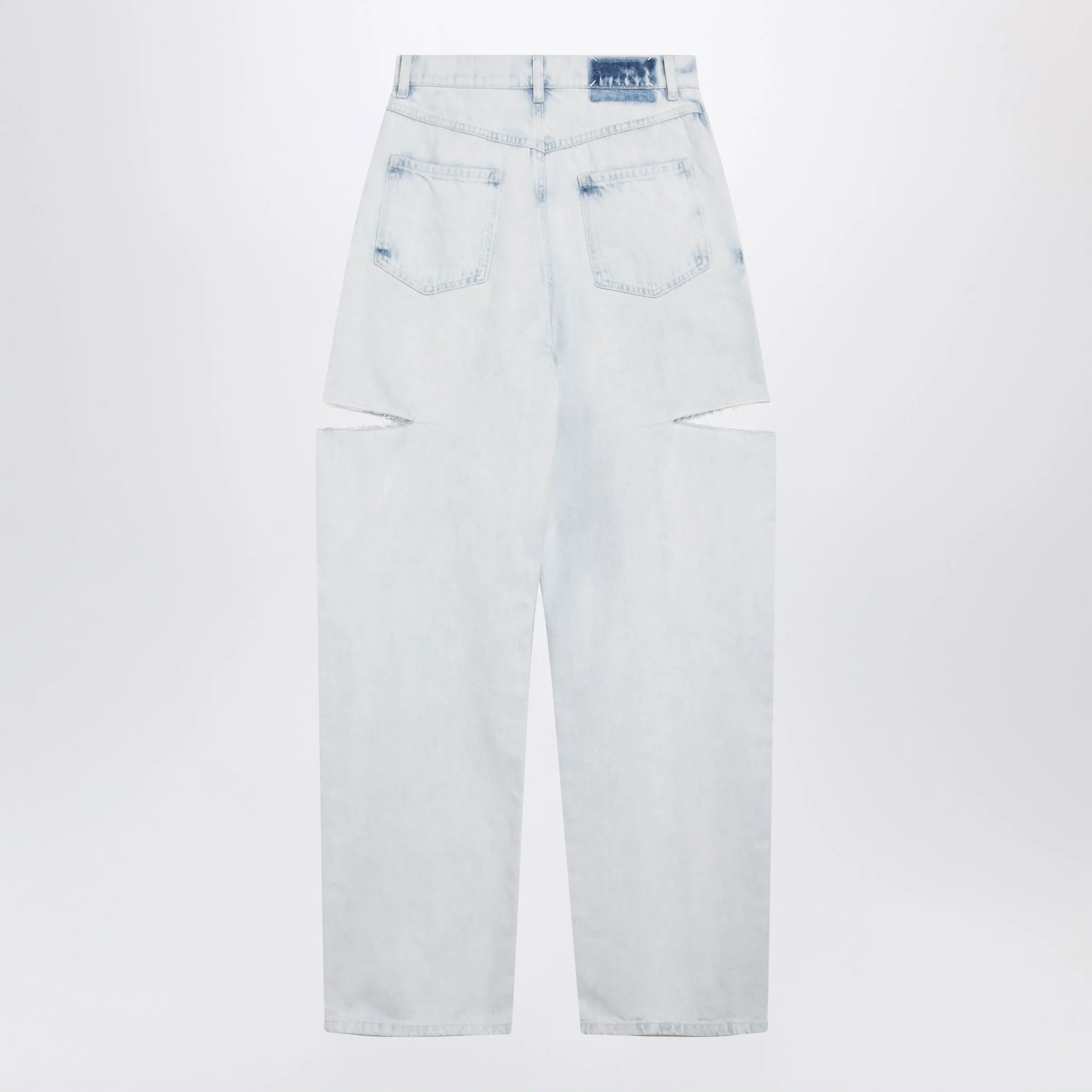 Blue Faded Cotton Jeans With Cut-Out Details sold by Wanan Luxury product image thumbnail 2