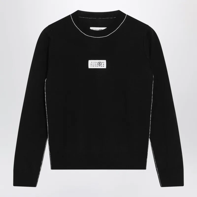 Wool-Blend Sweater With Contrast Trim In Black made by Maison Margiela