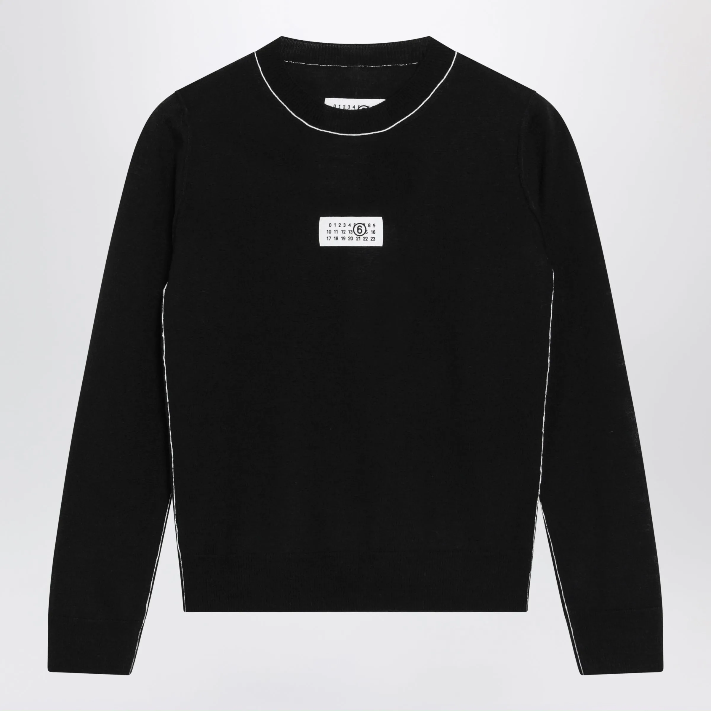 Wool-Blend Sweater With Contrast Trim In Black sold by Wanan Luxury