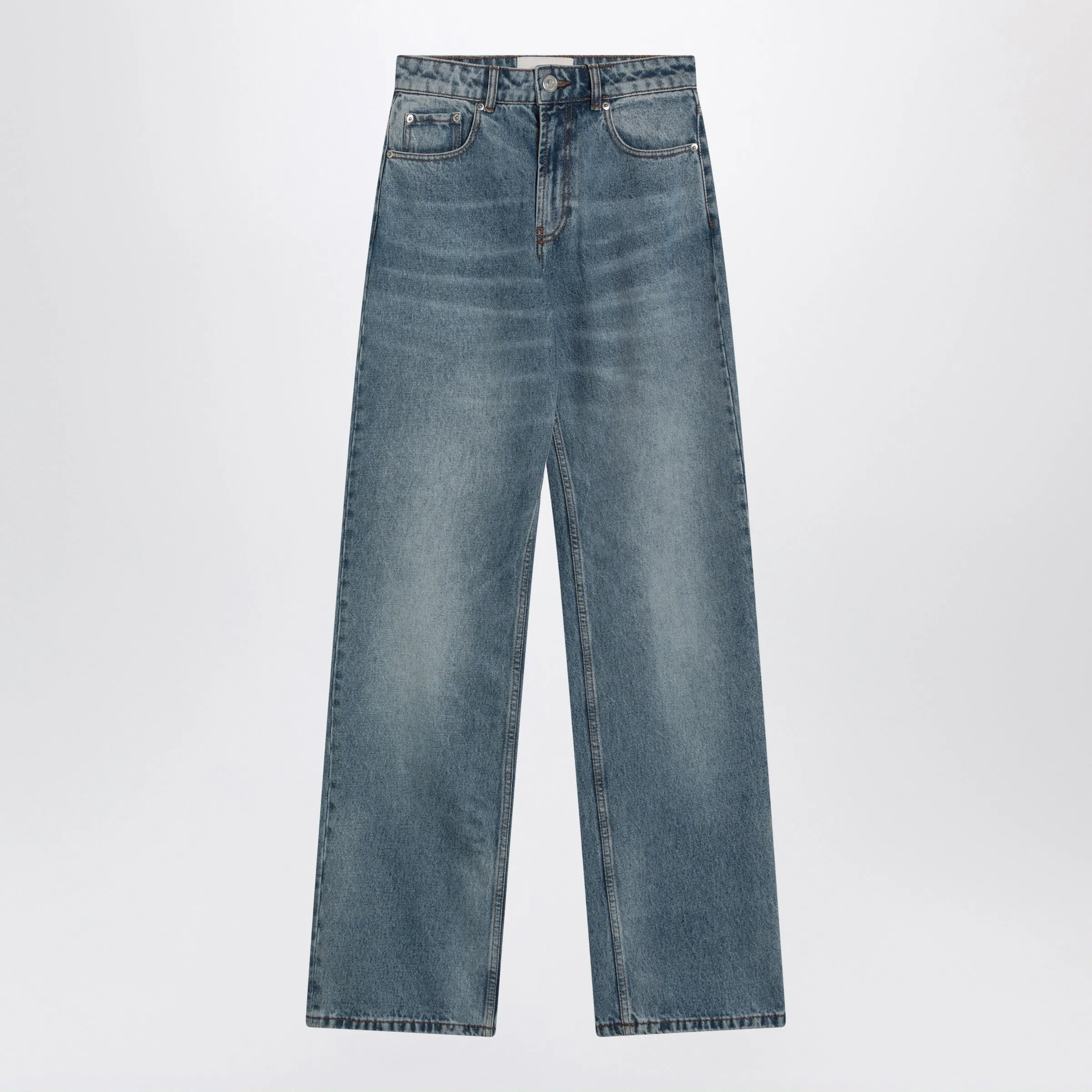 Wide-Leg Jeans In Washed Indigo Denim sold by Wanan Luxury