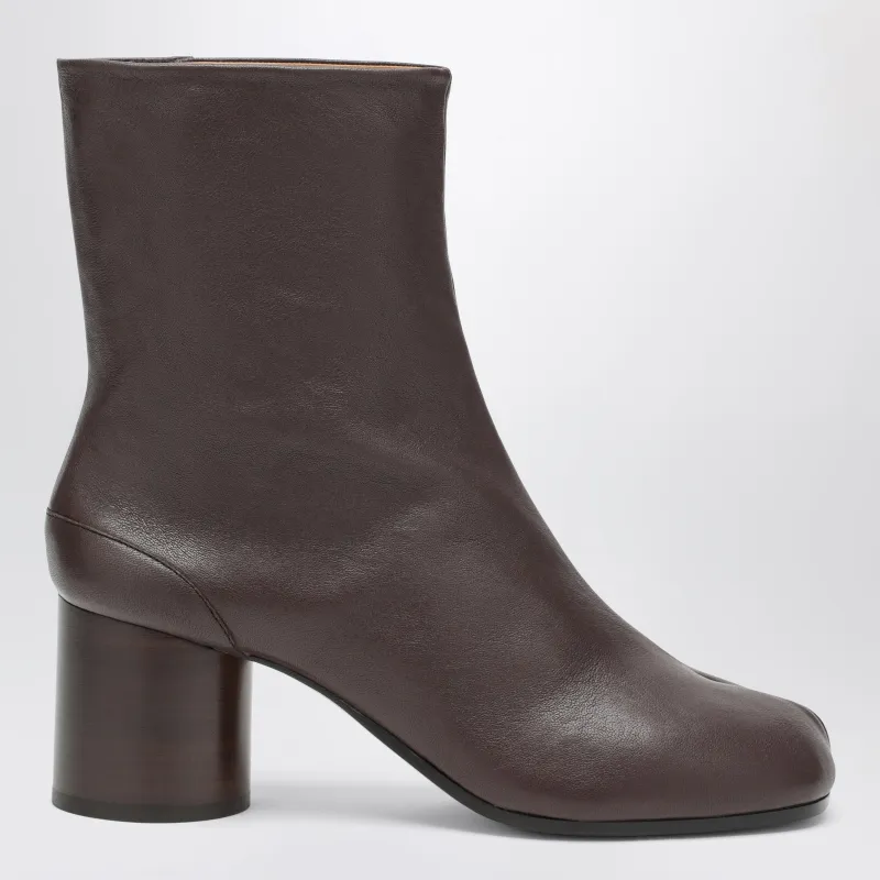 Mocha Brown Tabi Ankle Boots made by Maison Margiela
