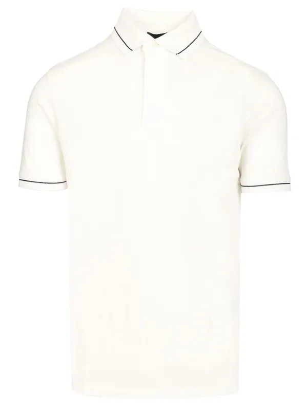 Short-Sleeved Cotton Polo Shirt White made by Emporio Armani