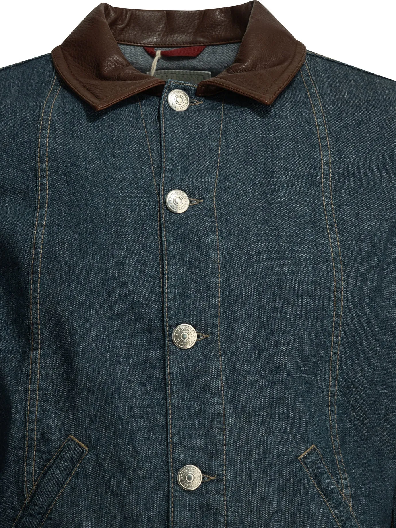 Denim Jacket With Leather Collar Jackets And Coats Blue sold by Wanan Luxury product image thumbnail 3