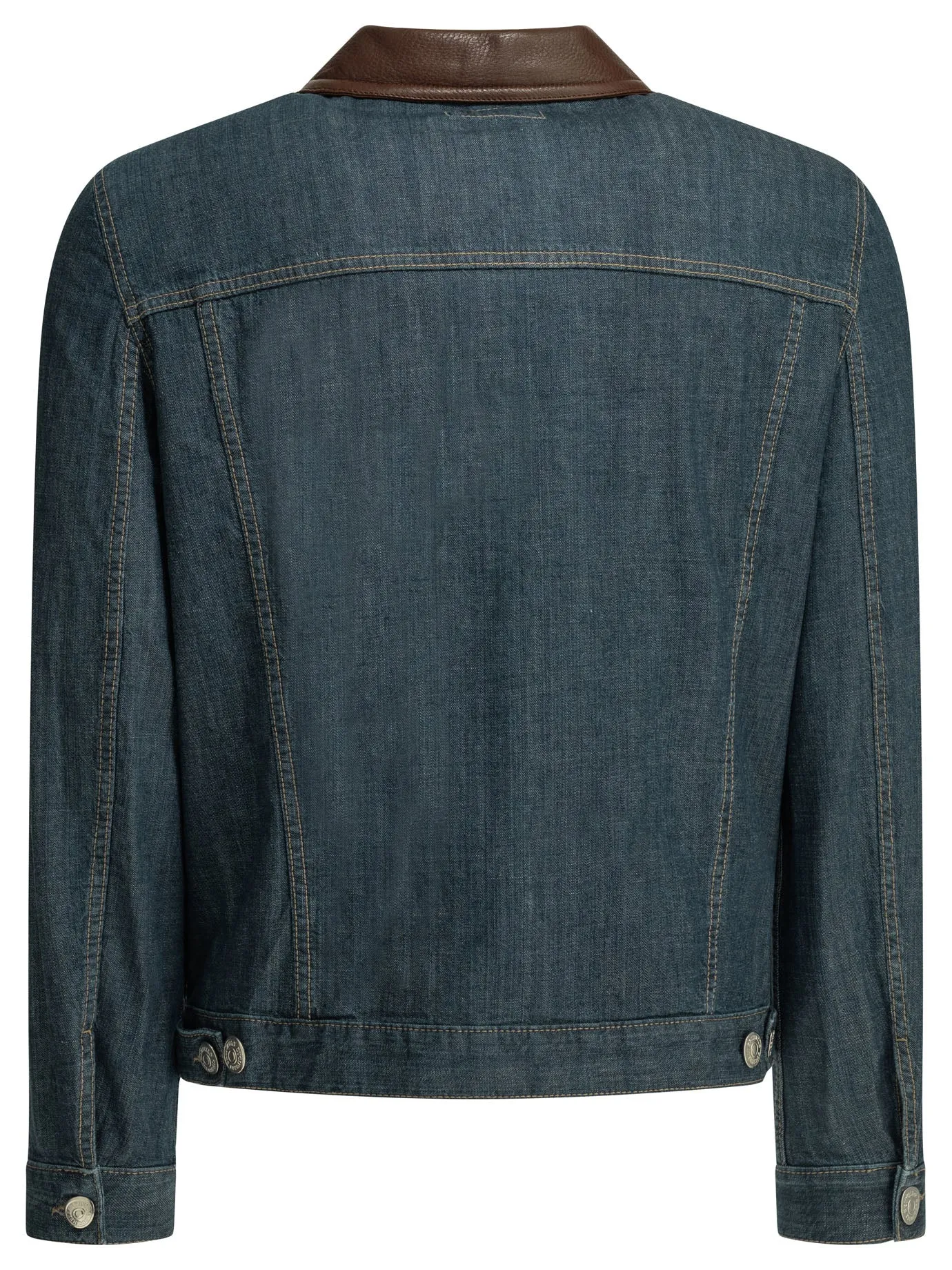 Denim Jacket With Leather Collar Jackets And Coats Blue sold by Wanan Luxury product image thumbnail 2