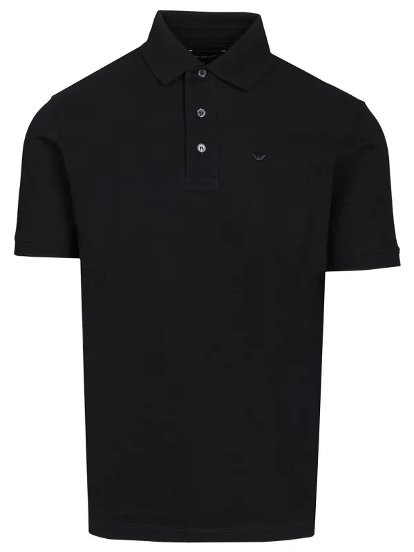 Short-Sleeved Cotton Polo Shirt Blue made by Emporio Armani