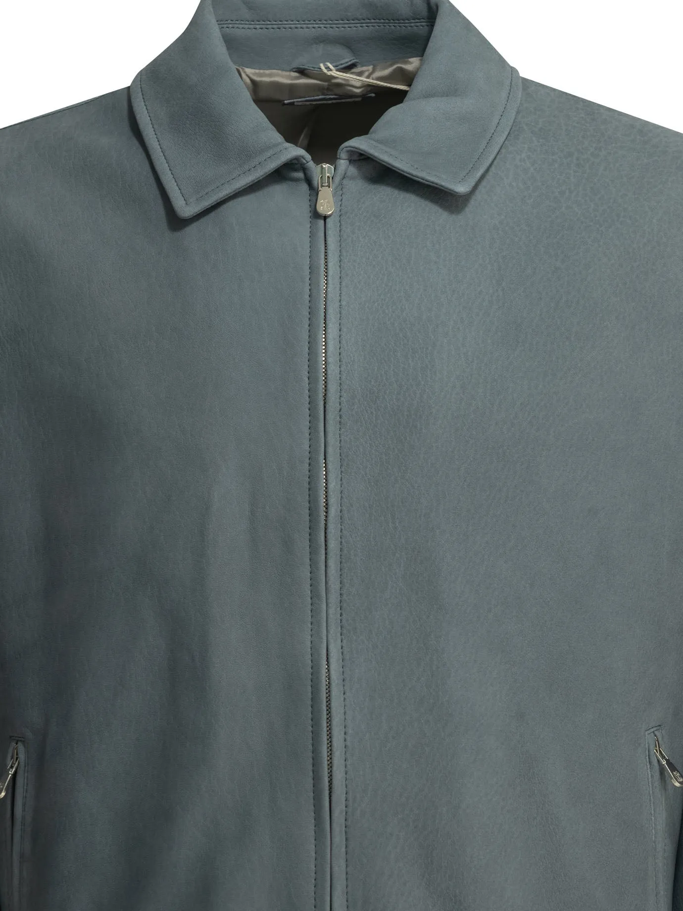 Nubuck Leather Jacket Jackets And Coats Light Blue sold by Wanan Luxury product image thumbnail 3