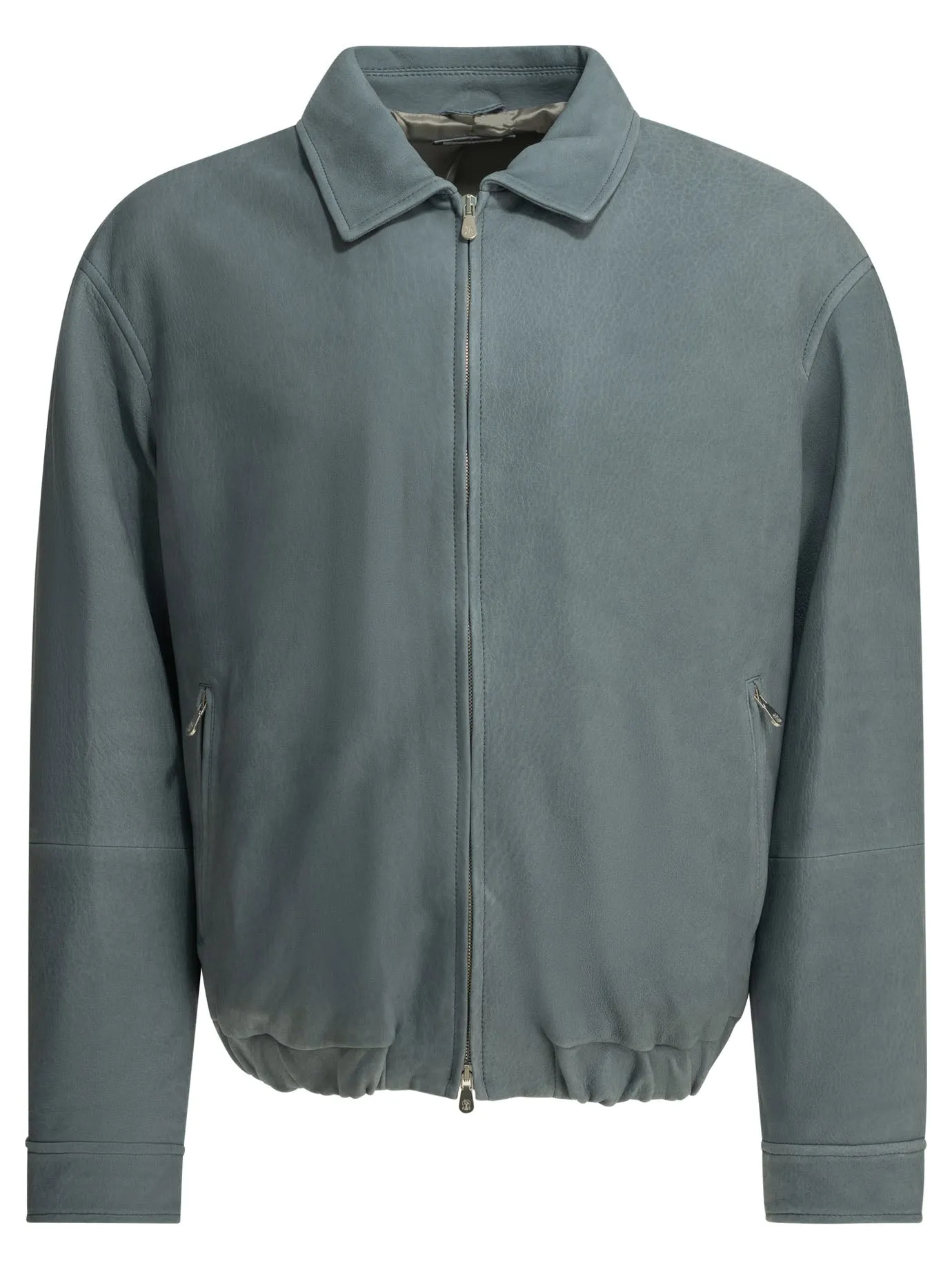 Nubuck Leather Jacket Jackets And Coats Light Blue sold by Wanan Luxury