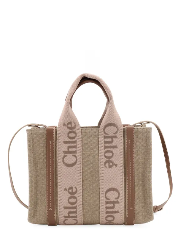 Woody Linen Canvas And Leather Crossbody Bag made by Chloe