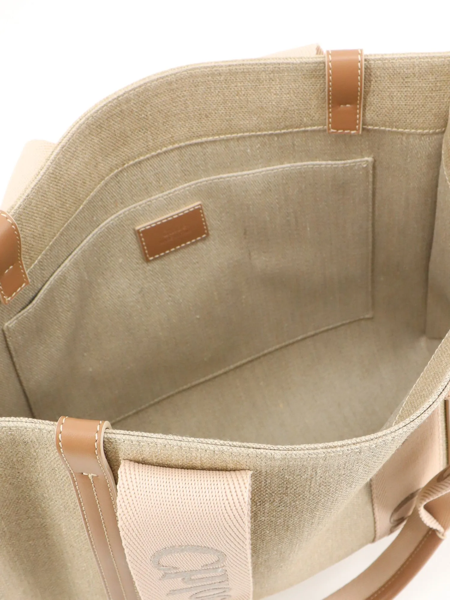 Woody Linen Shoulder Bag With Front Embroidered Logo sold by Wanan Luxury product image thumbnail 4