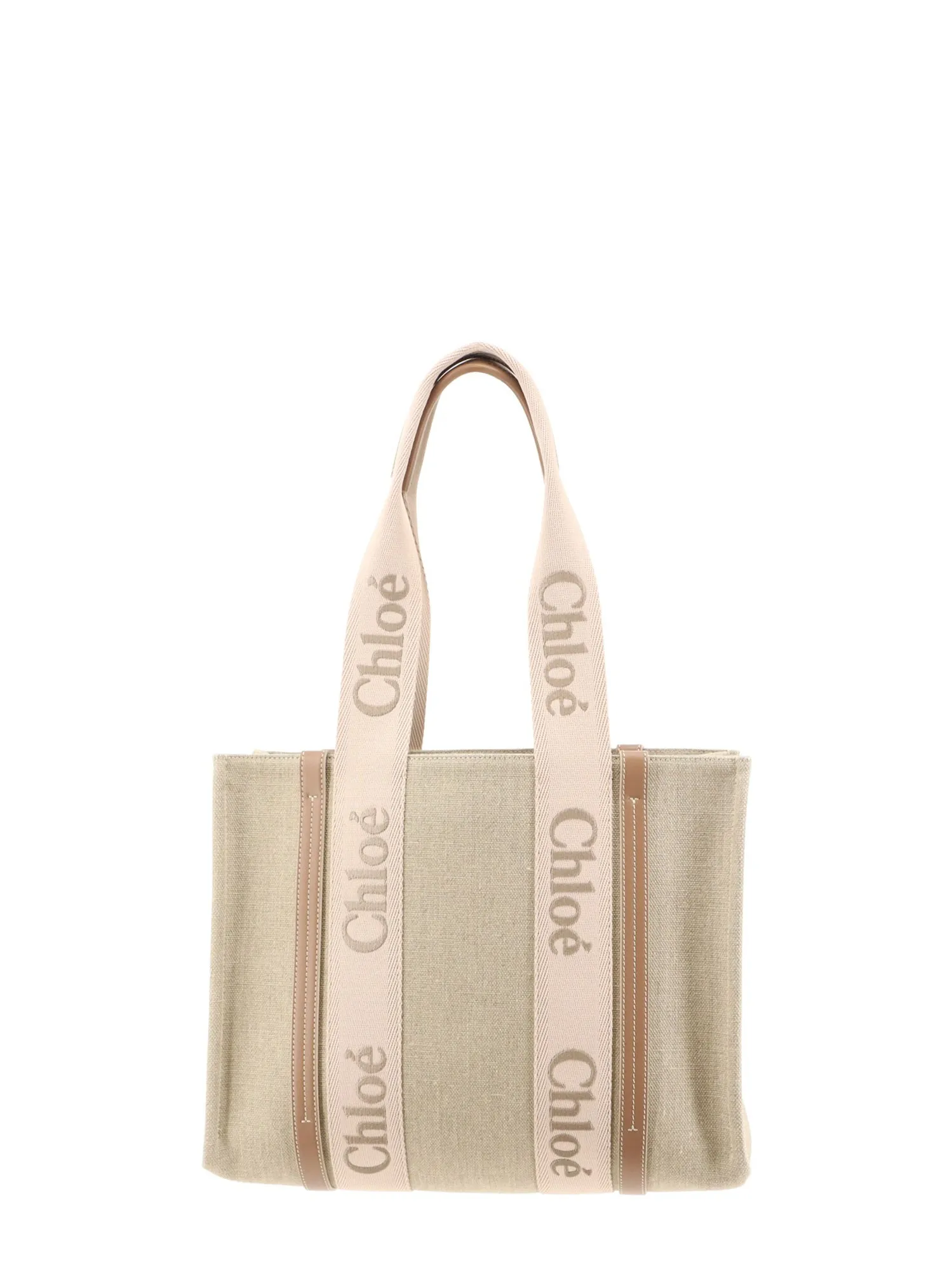 Woody Linen Shoulder Bag With Front Embroidered Logo sold by Wanan Luxury