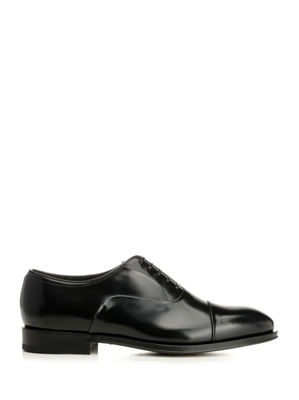 Oxford With Toe Cap Lace-Up Shoes Black made by Salvatore Ferragamo