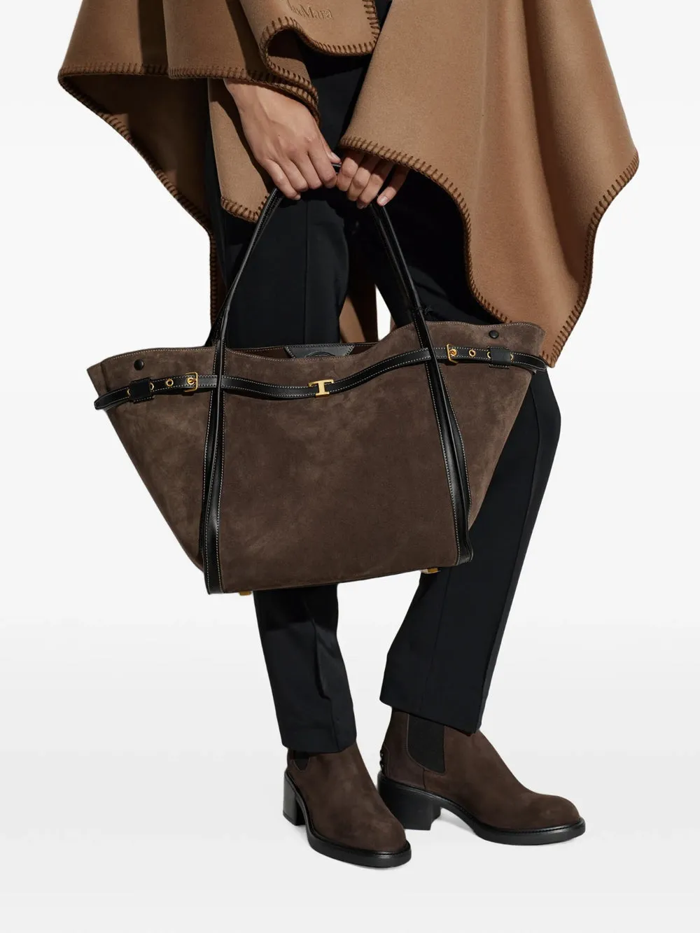 Medium T Signature Suede Shopping Bag sold by Wanan Luxury product image thumbnail 2