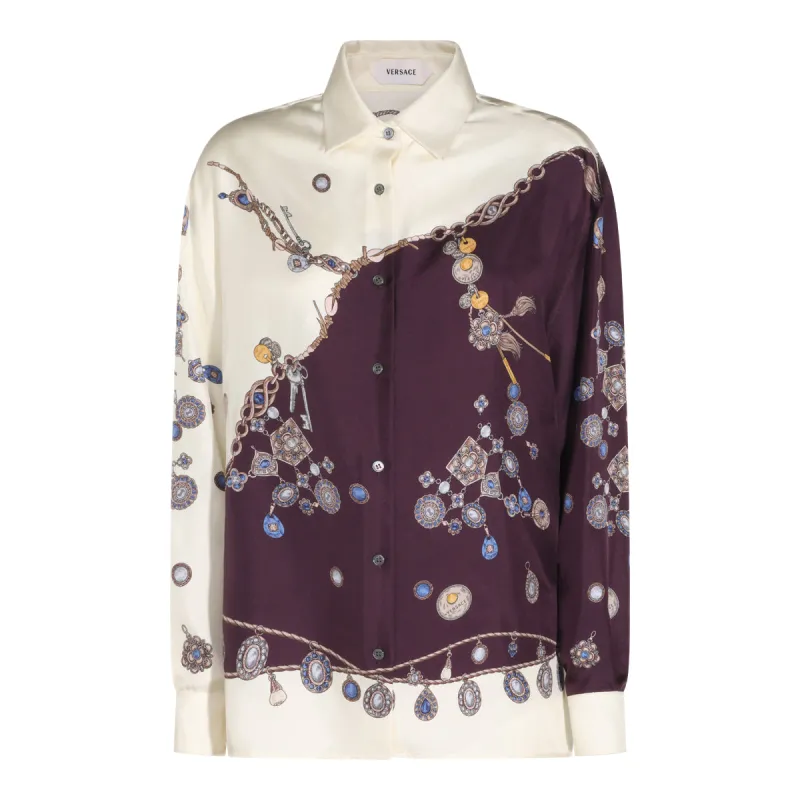 Shirts Burgundy/White/Gold made by Versace
