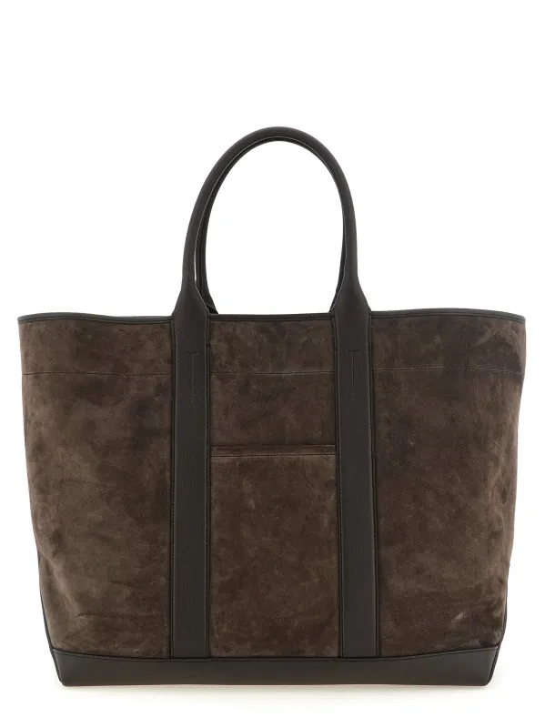 Suede Shopping Bag Tote Bag Brown made by Tom Ford