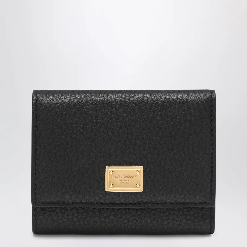 Black Dauphine Calf Leather Wallet made by Dolce & Gabanna