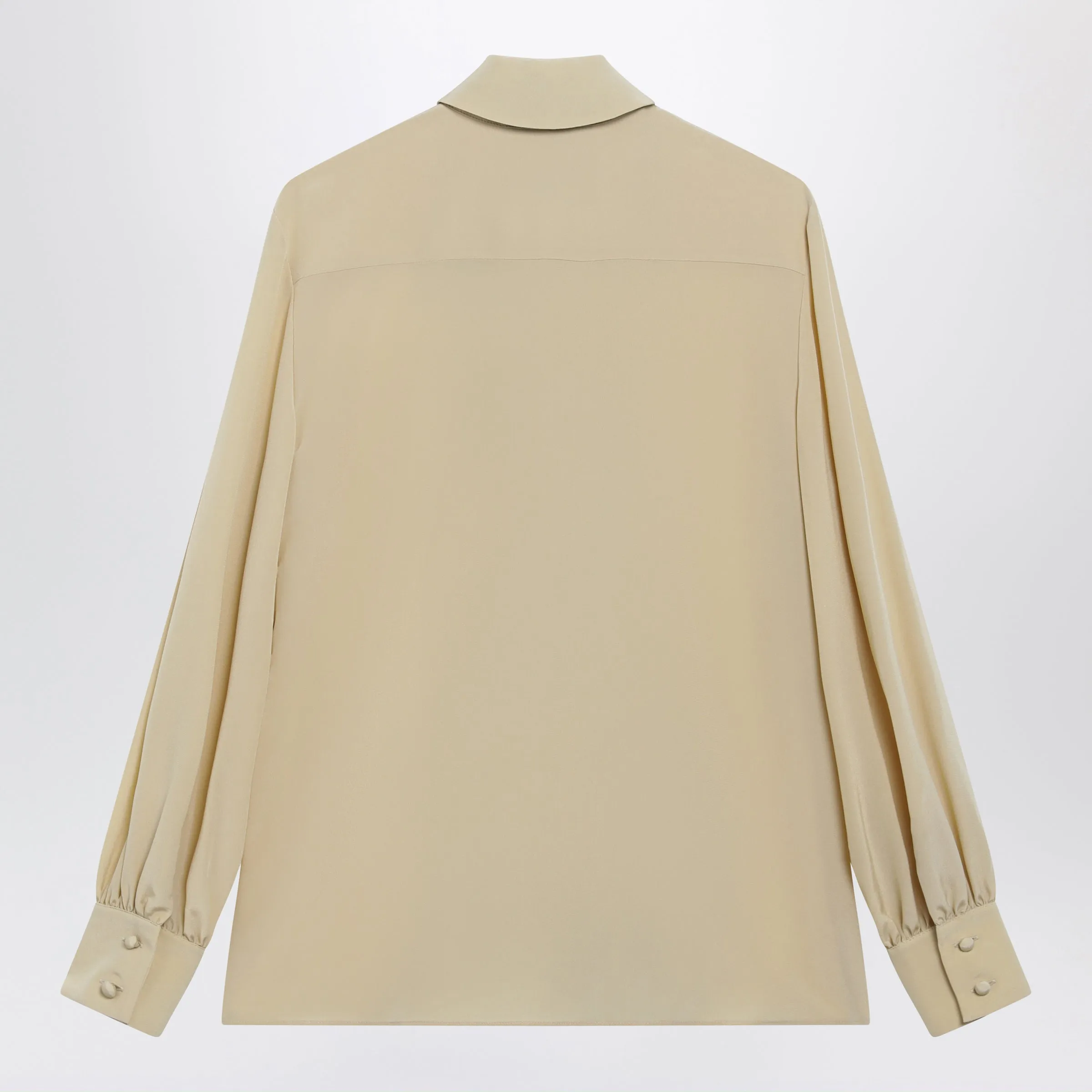 Light Beige Silk Bow Shirt sold by Wanan Luxury product image thumbnail 2