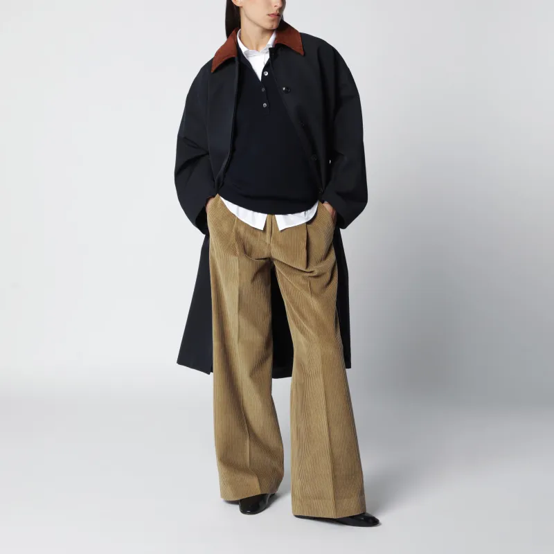 Navy Cotton And Wool-Blend Coat made by Rohe