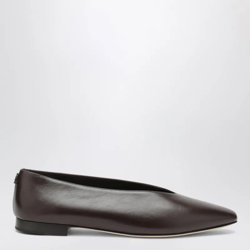Chocolate Leather Margot Ballet Flats made by Jimmy Choo