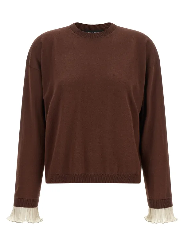 Pleated Cuffs Sweater Sweaters And Cardigans Brown made by Fabiana Filippi