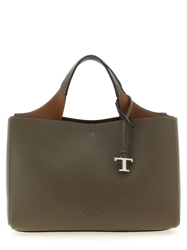 Small Leather Bucket Bag Hand Bags Gray made by Tod's
