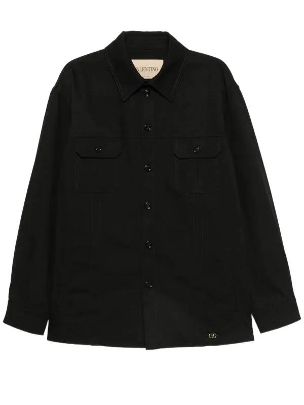Valentino Cotton Gabardine Shirt Jacket With Vlogo made by Valentino Garavani