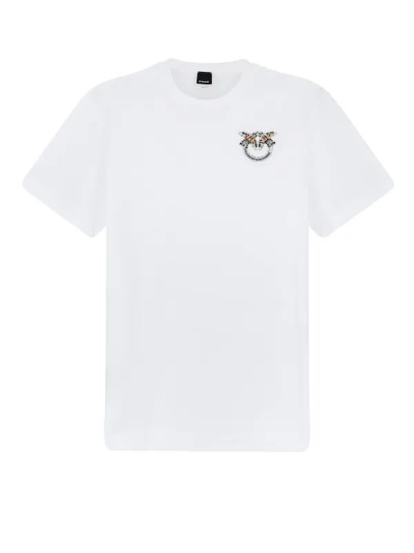 Cotton T-Shirt With Love Birds Logo On The Front made by Pinko