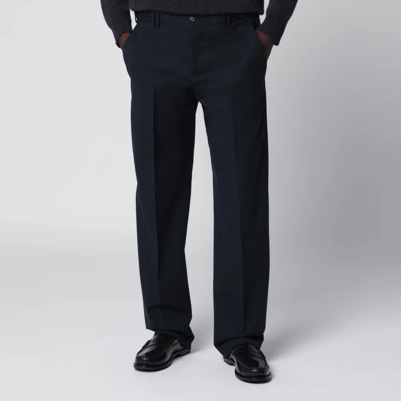 Blue Wool-Blend Trousers made by PT TORINO
