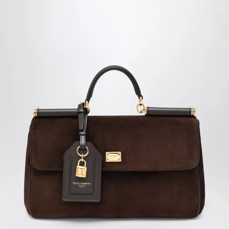 Brown Suede Leather Bag My Sicily made by Dolce & Gabanna