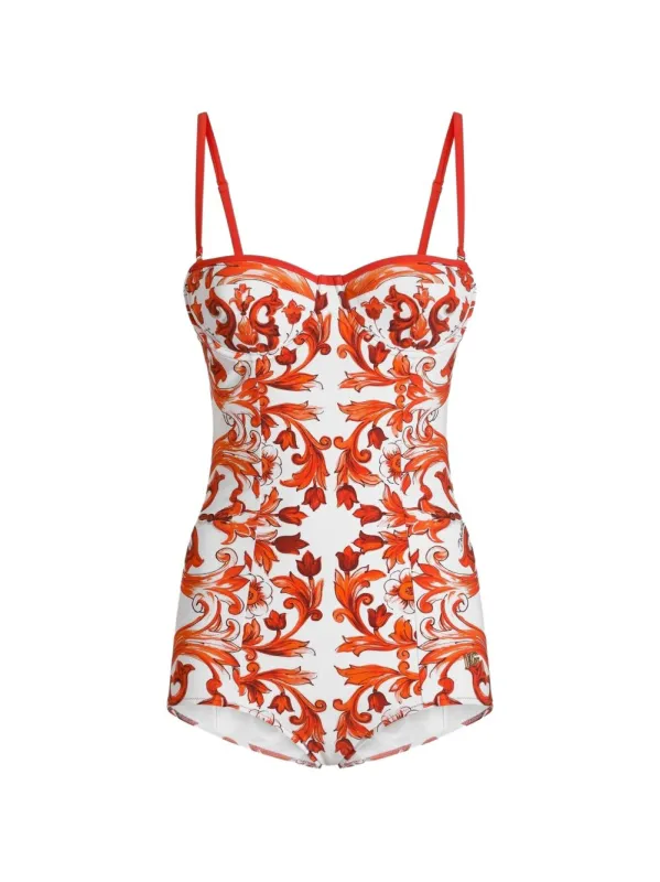 Maiolica Print Swimsuit made by Dolce & Gabanna