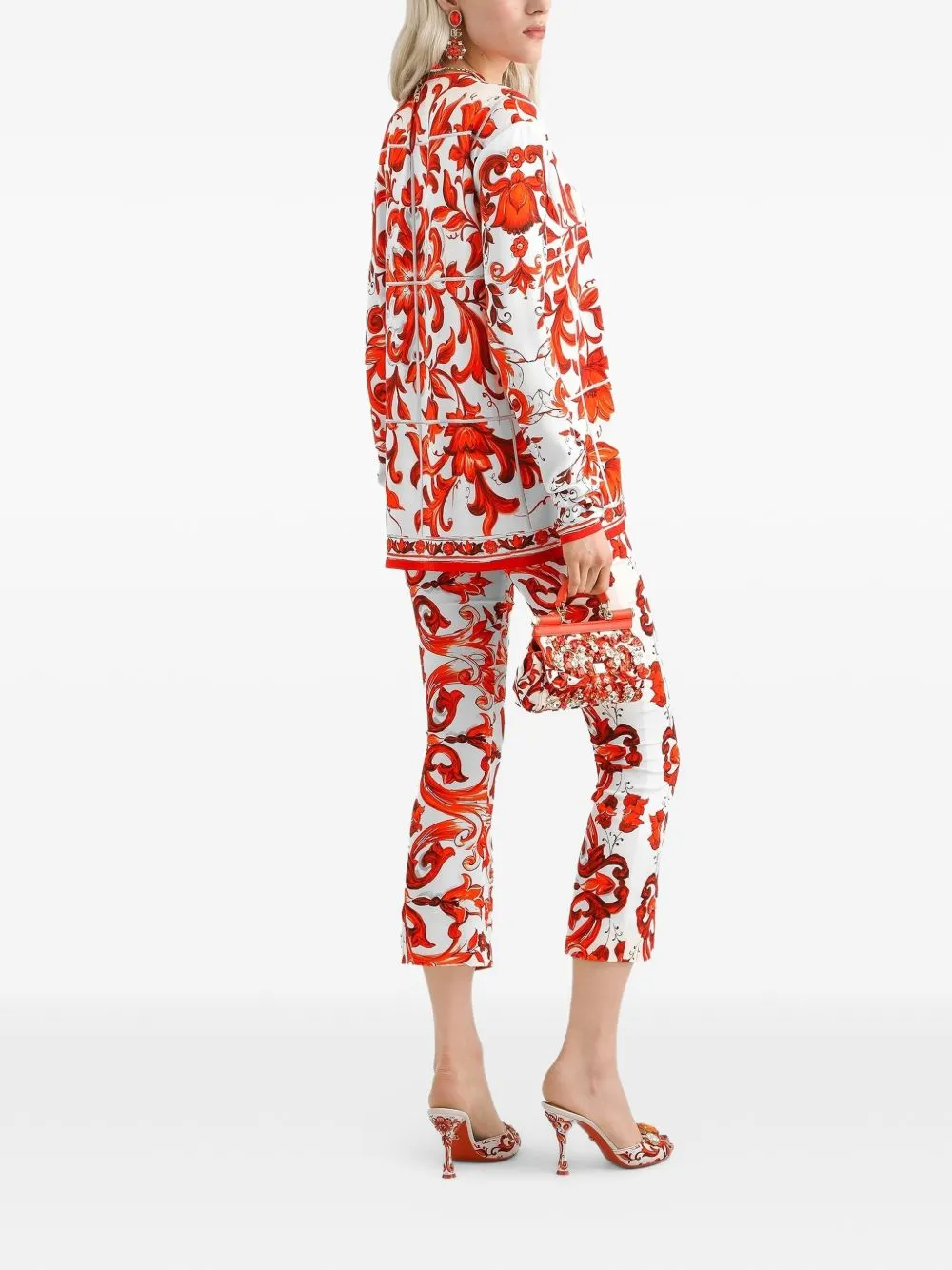 Maiolica Print Silk Trousers sold by Wanan Luxury product image thumbnail 4
