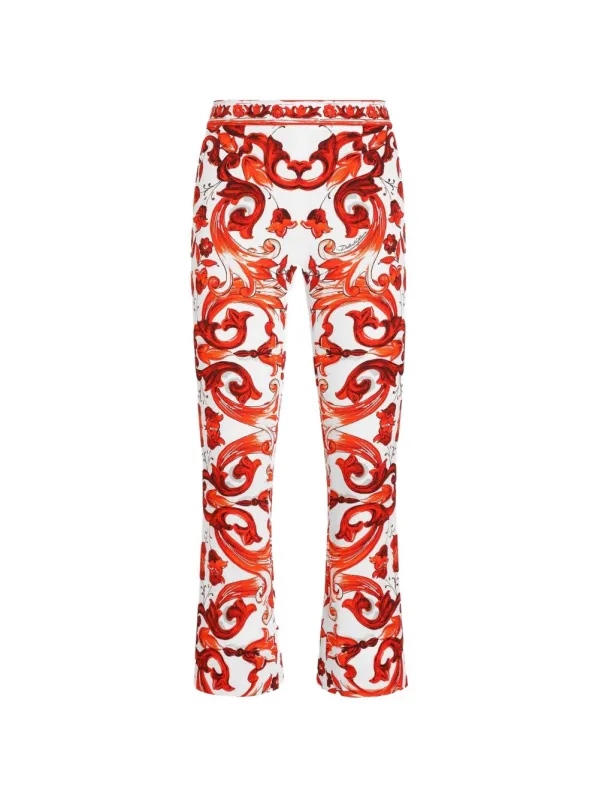 Maiolica Print Silk Trousers made by Dolce & Gabanna