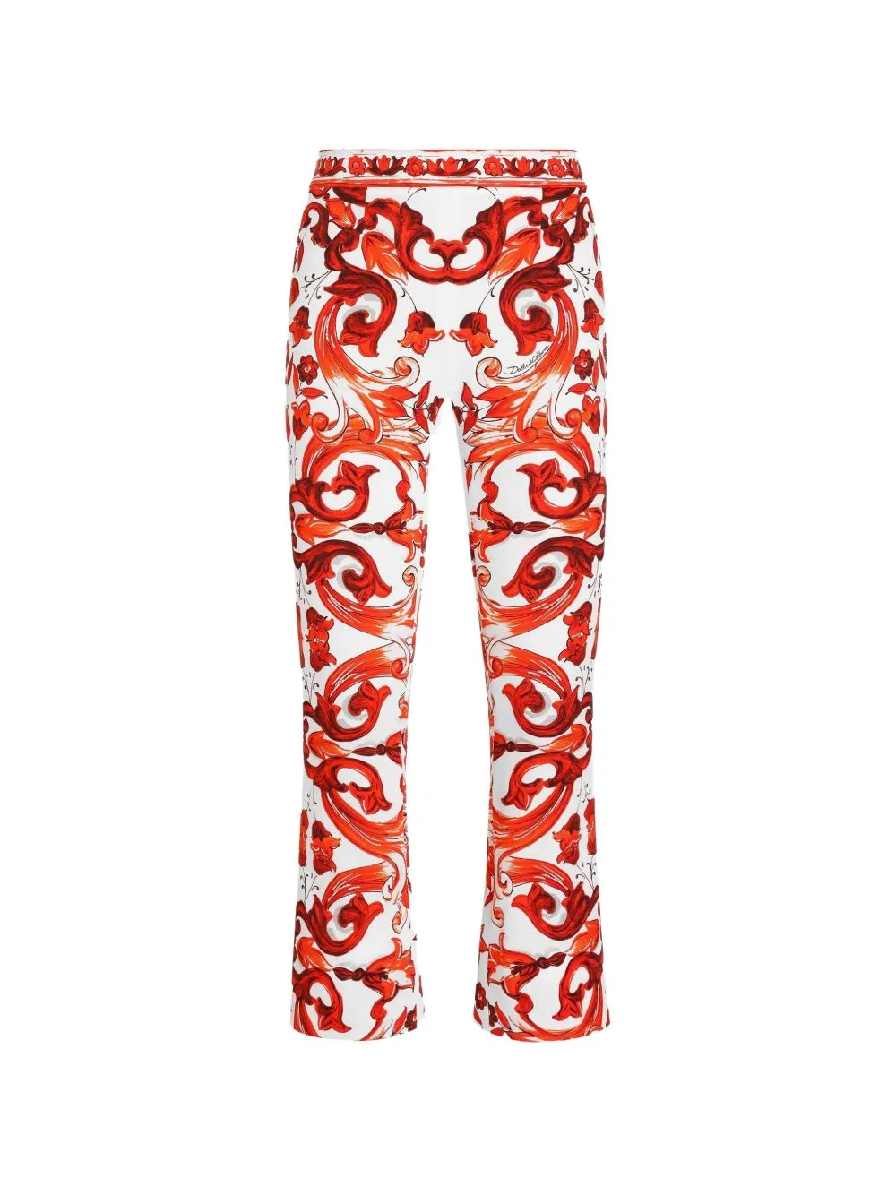 Maiolica Print Silk Trousers sold by Wanan Luxury