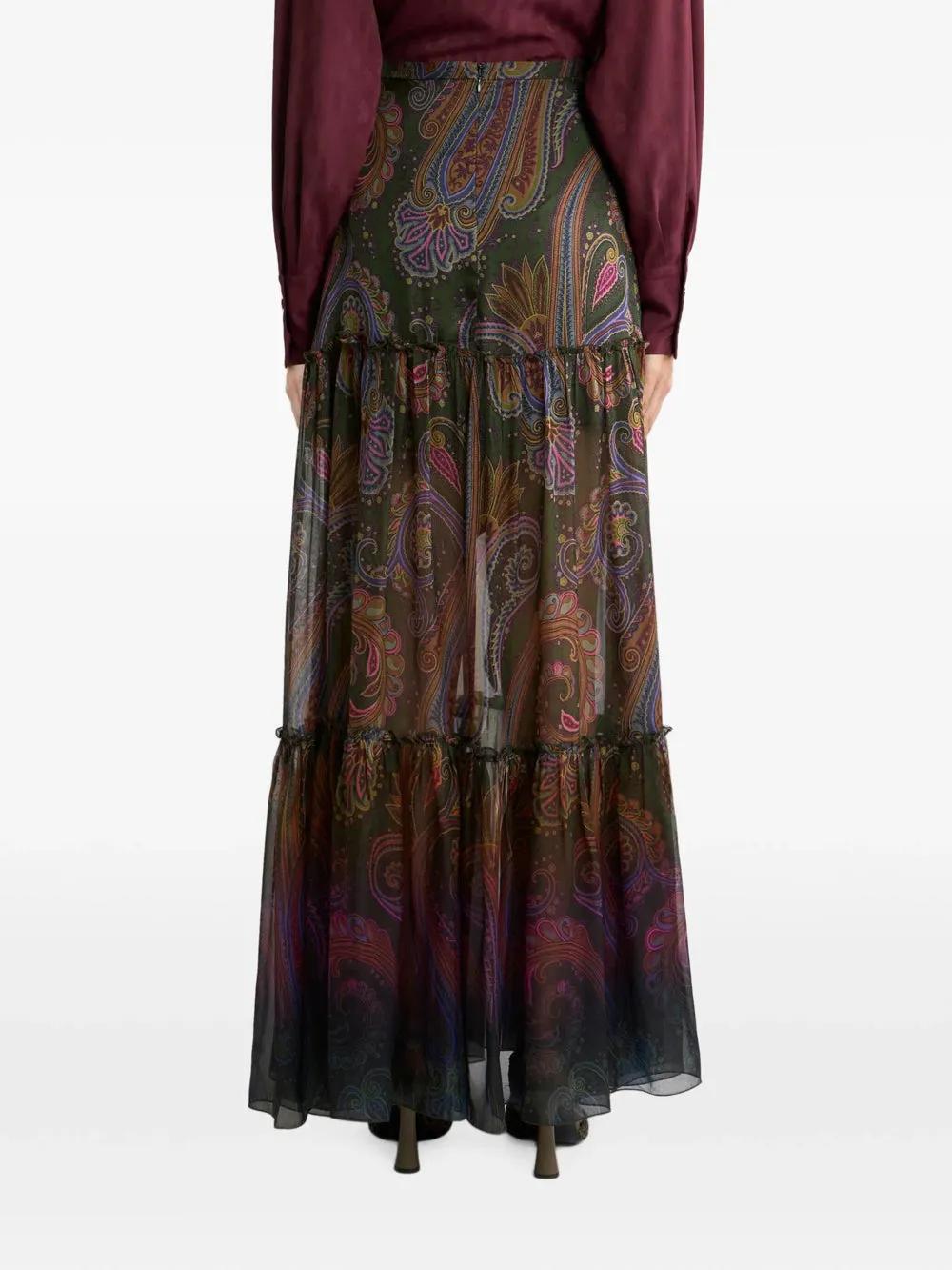 Silk Maxi Skirt With Placed Paisley Print sold by Wanan Luxury product image thumbnail 3