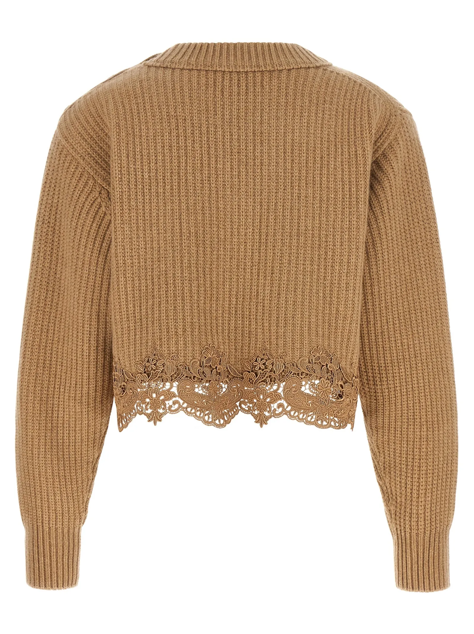 Cropped Lace Sweater Sweaters And Cardigans Beige sold by Wanan Luxury product image thumbnail 2