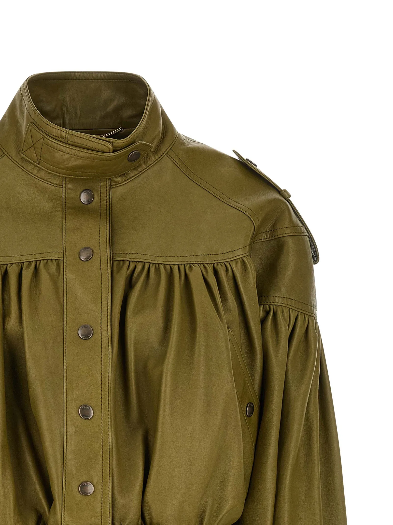 Smock Leather Jacket Puffer Jackets Green sold by Wanan Luxury product image thumbnail 3