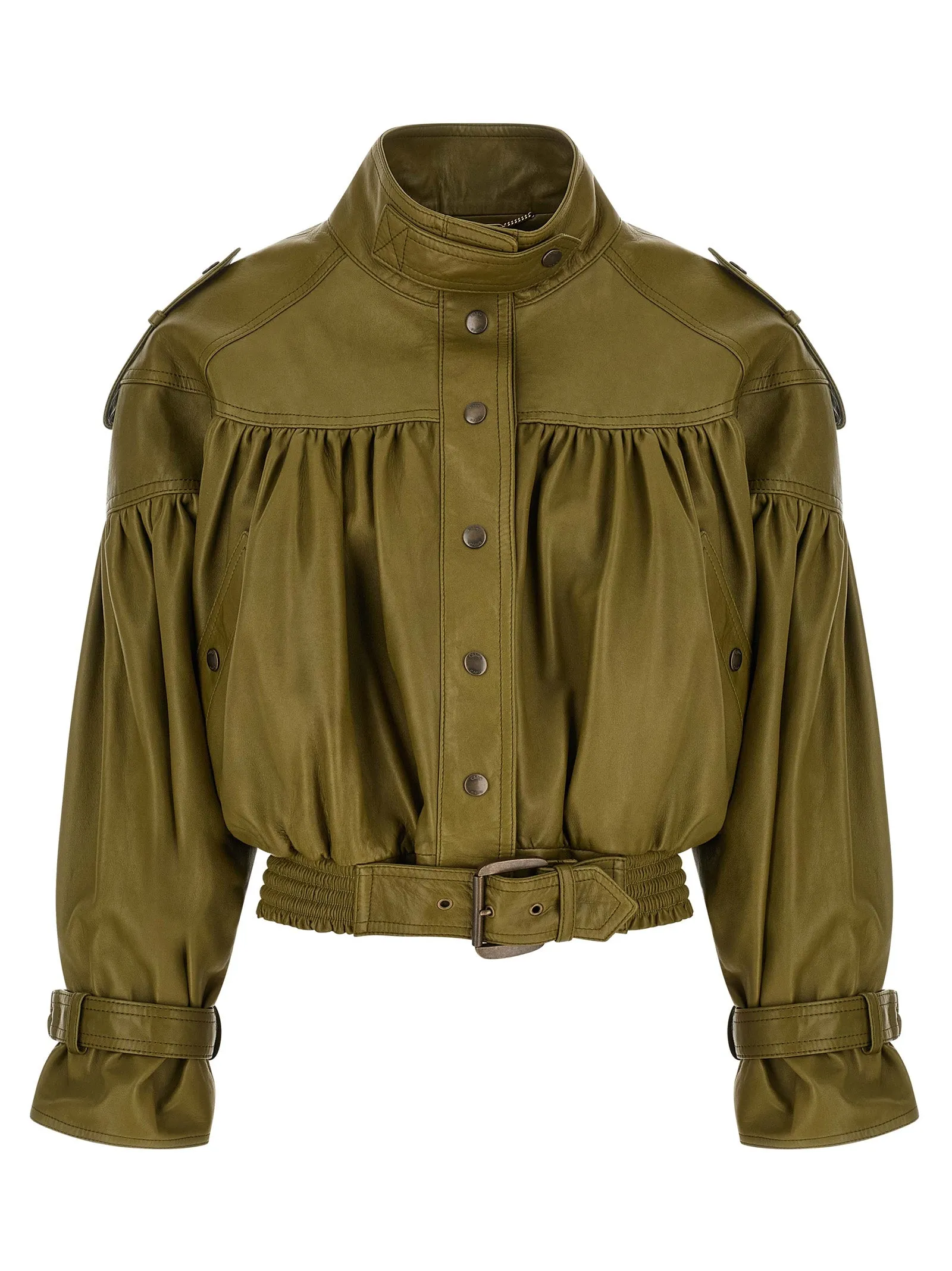 Smock Leather Jacket Puffer Jackets Green sold by Wanan Luxury