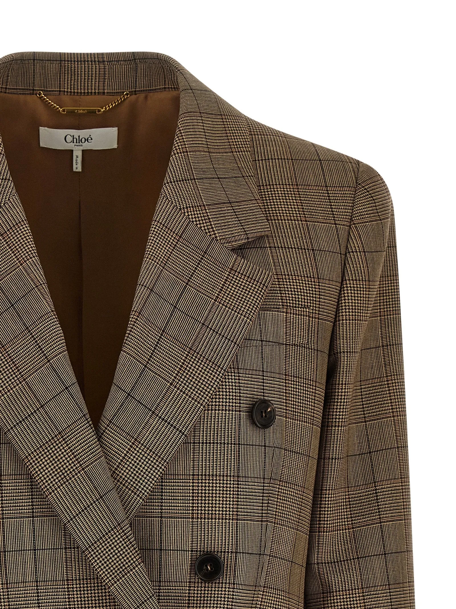 Check Double-Breasted Blazer Blazers Brown sold by Wanan Luxury product image thumbnail 3