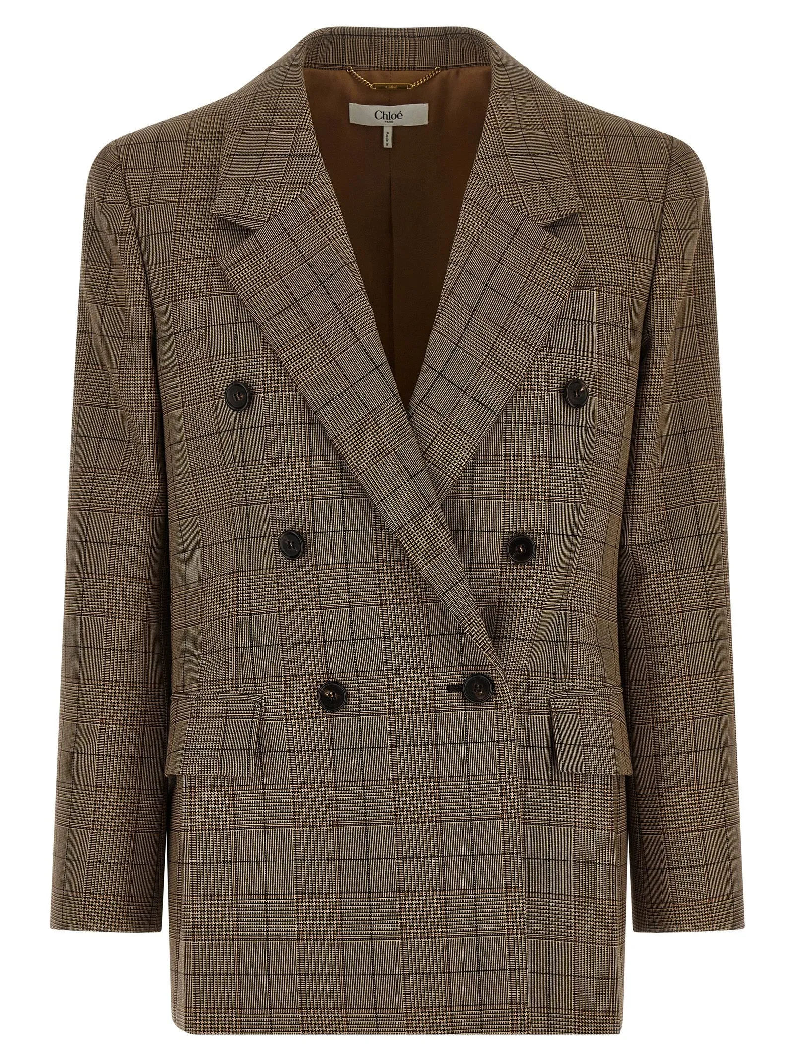 Check Double-Breasted Blazer Blazers Brown sold by Wanan Luxury