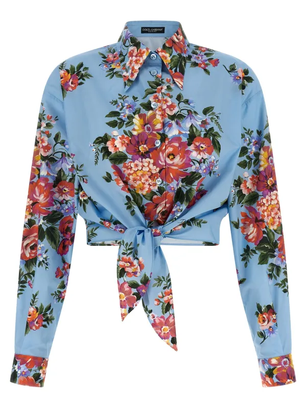 Mazzo Di Fiori Shirt And Blouse Light Blue made by Dolce & Gabanna