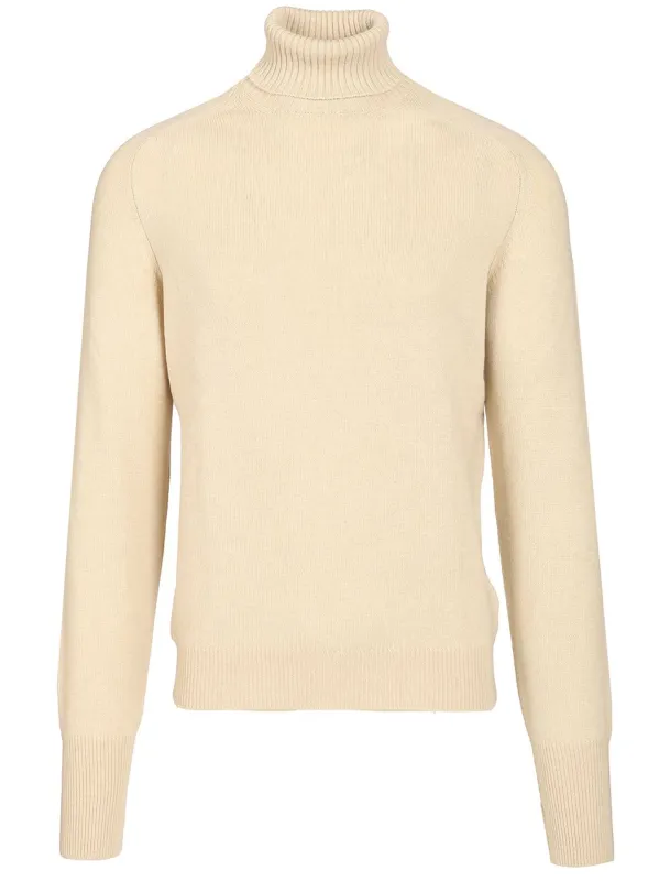 High Neck Sweater Knitwear Beige made by Fedeli