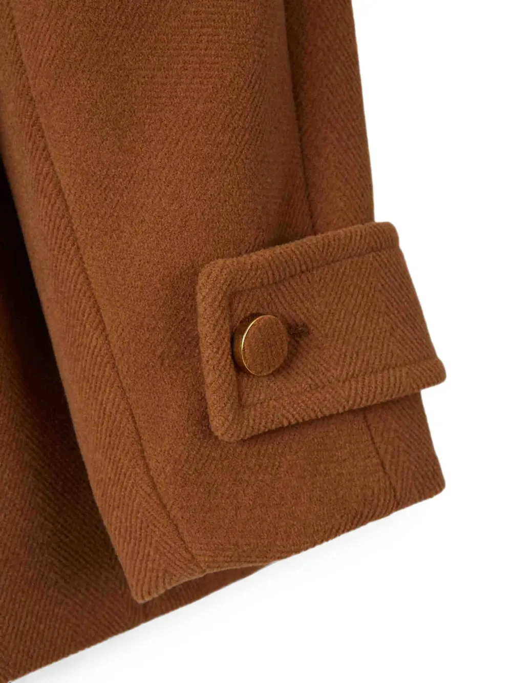 Short Double-Breasted Wool Coat With Herringbone Pattern sold by Wanan Luxury product image thumbnail 3