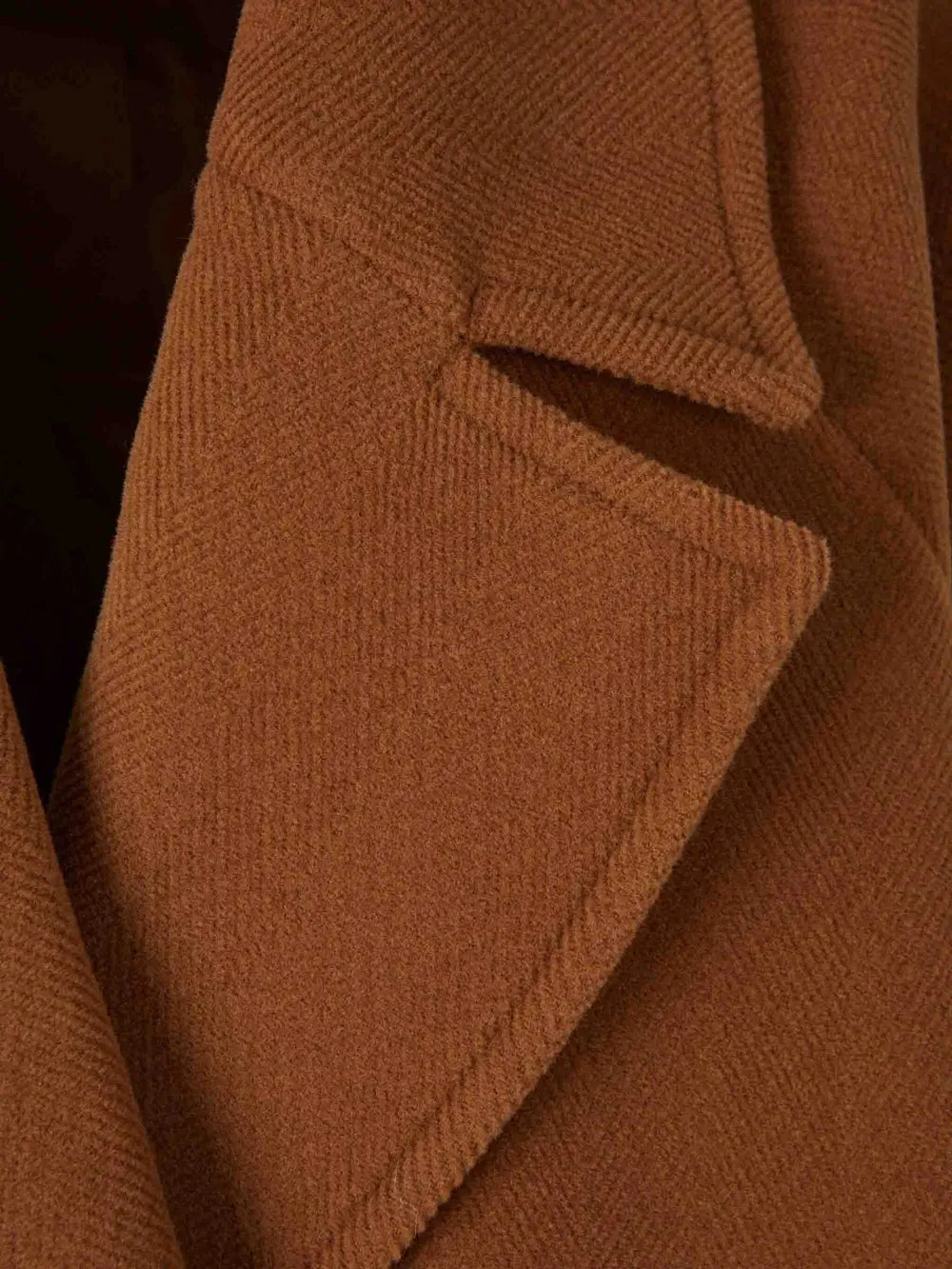 Short Double-Breasted Wool Coat With Herringbone Pattern sold by Wanan Luxury product image thumbnail 4