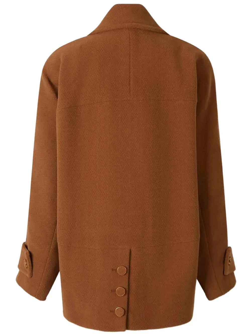 Short Double-Breasted Wool Coat With Herringbone Pattern sold by Wanan Luxury product image thumbnail 2