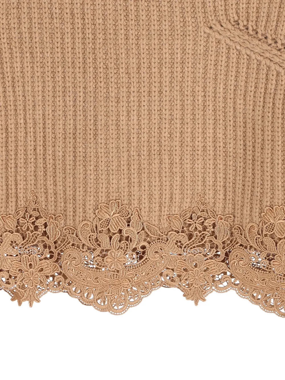 Short Turtleneck Sweater In Wool And Cashmere Knit With Lace sold by Wanan Luxury product image thumbnail 4