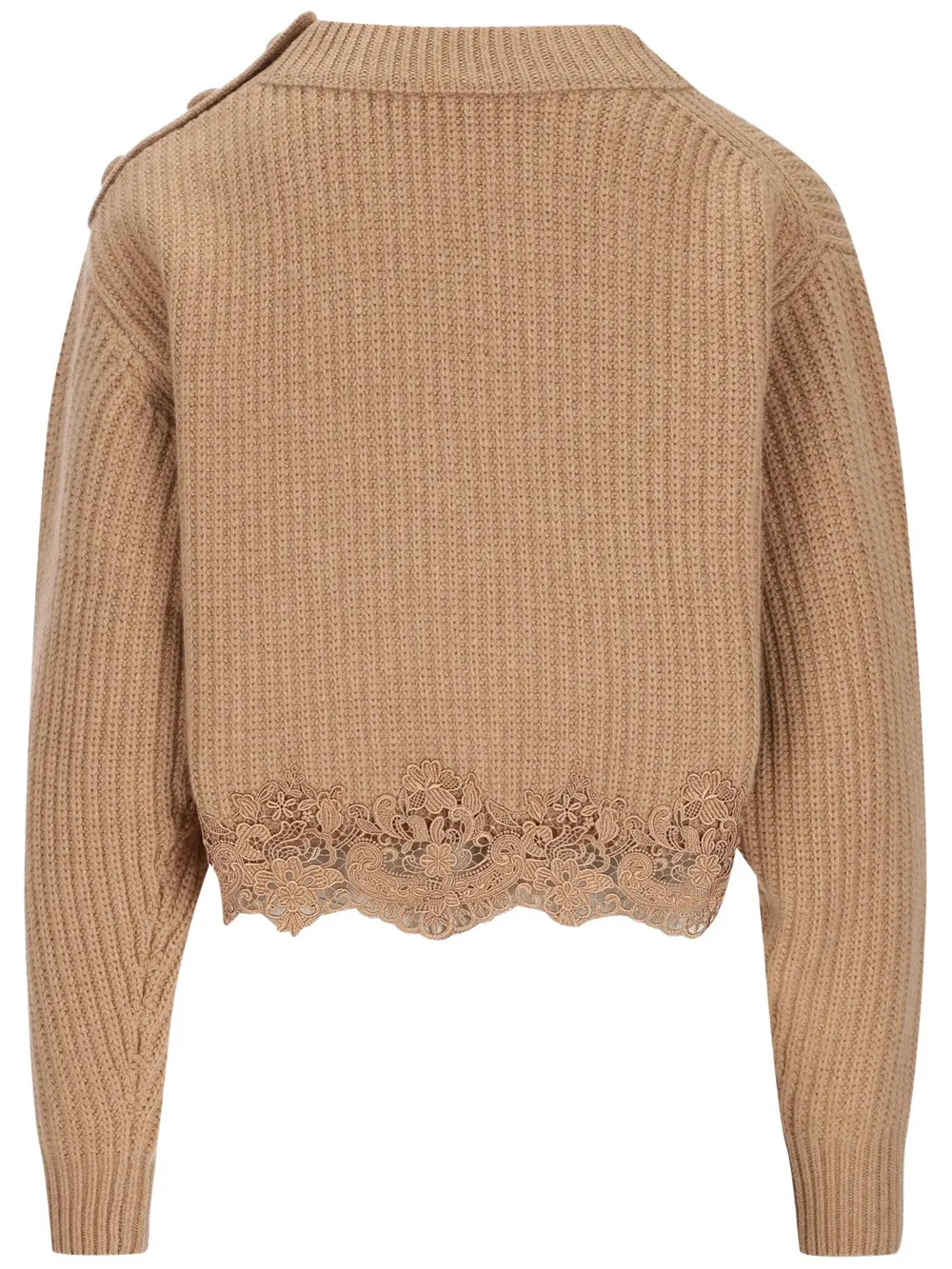 Short Turtleneck Sweater In Wool And Cashmere Knit With Lace sold by Wanan Luxury product image thumbnail 2