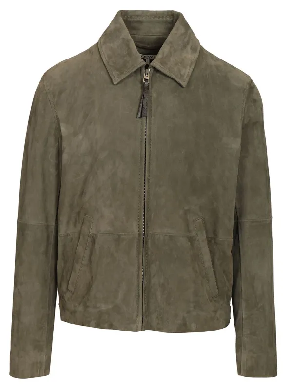 Lightweight Suede Lambskin Jacket Jackets Green made by Loewe