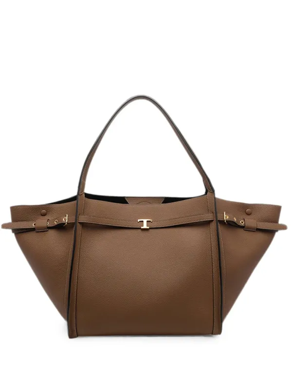 T Signature Medium Shopping Bag In Leather made by Tod's