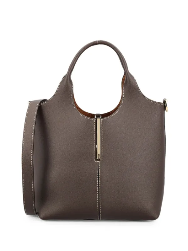 Leather Mini Tote Bag With Branded Metal Bar Accessory made by Tod's