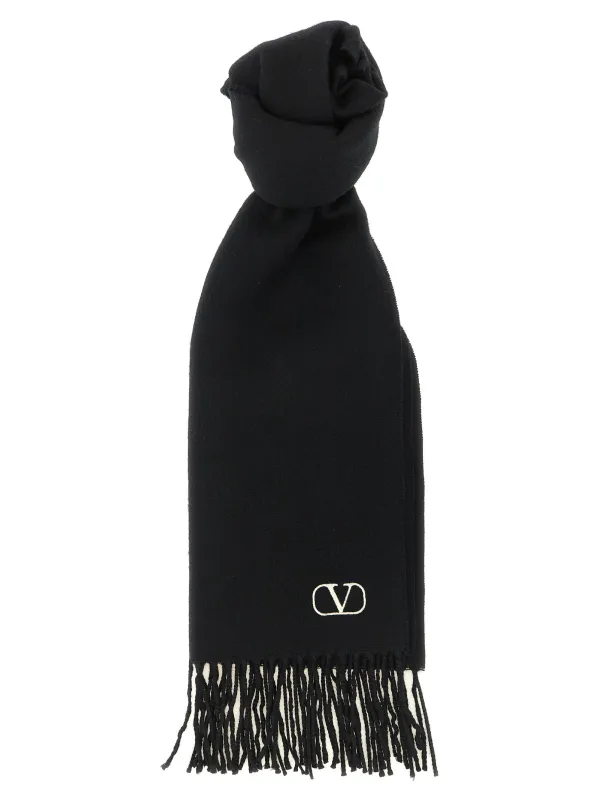Cashmere Scarf Valentino Garavani With Fringes Scarves And Foulards White/Black made by Valentino Garavani