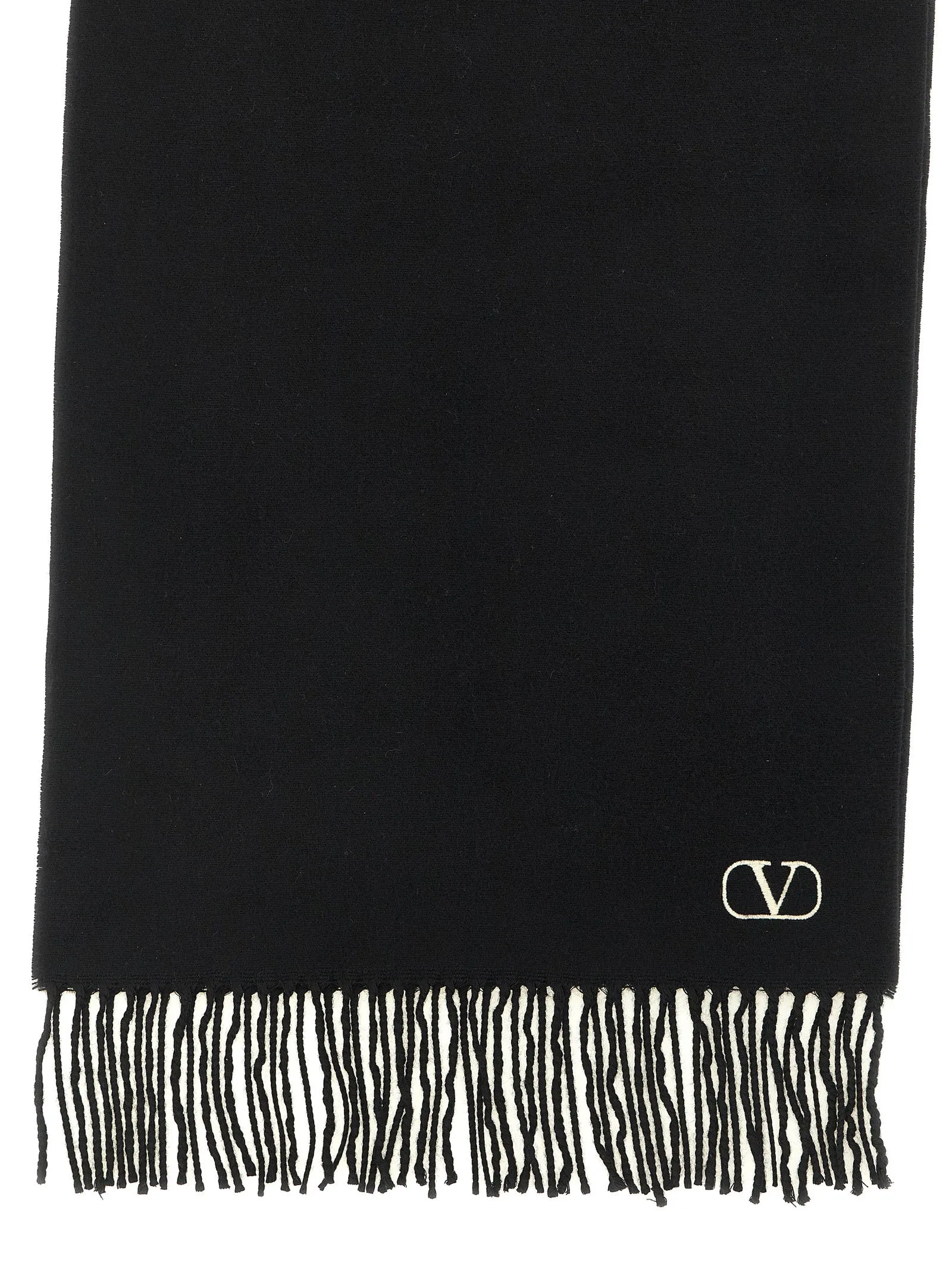 Cashmere Scarf Valentino Garavani With Fringes Scarves And Foulards White/Black sold by Wanan Luxury product image thumbnail 2